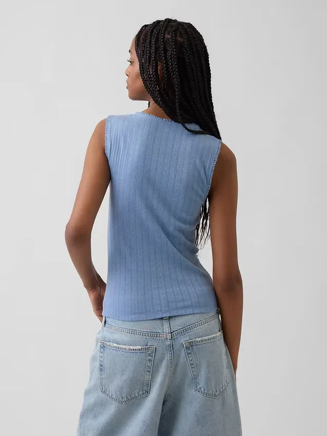 Pointelle Şeffaf Tank Top