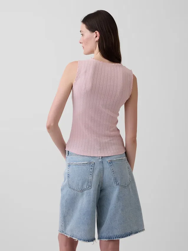 Pointelle Şeffaf Tank Top