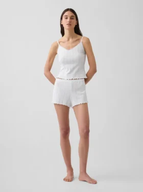 Pointelle Marul Kenarlı Pijama Şortları