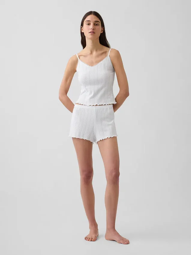 Pointelle Marul Kenarlı Pijama Şortları