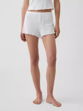 Pointelle Marul Kenarlı Pijama Şortları