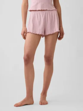 Pointelle Marul Kenarlı Pijama Şortları