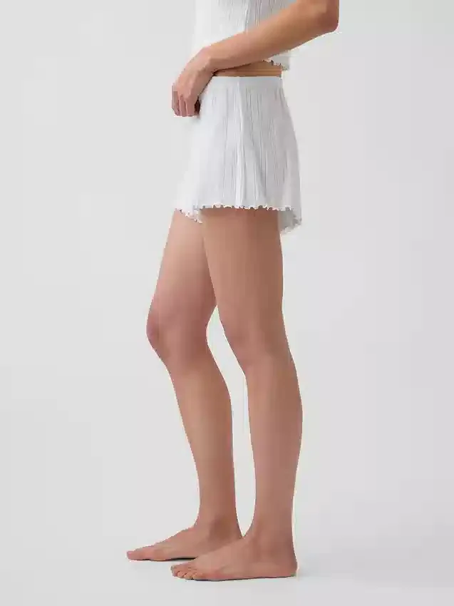 Pointelle Marul Kenarlı Pijama Şortları