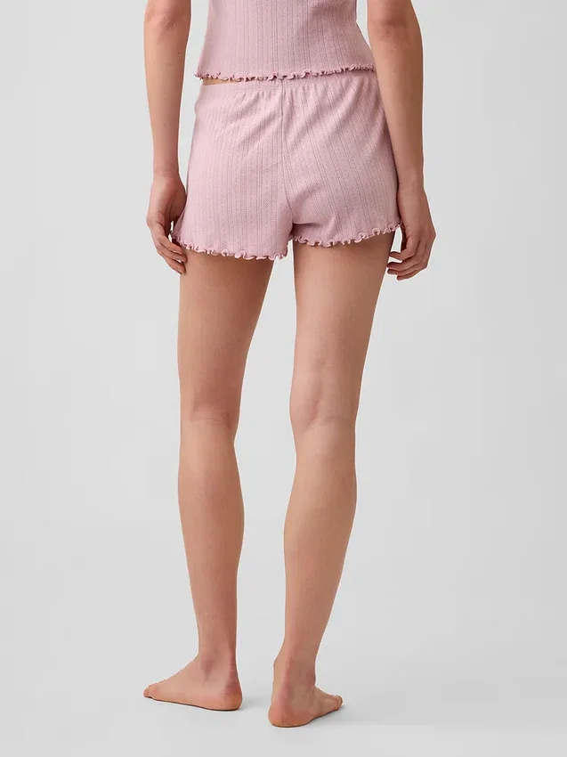 Pointelle Marul Kenarlı Pijama Şortları