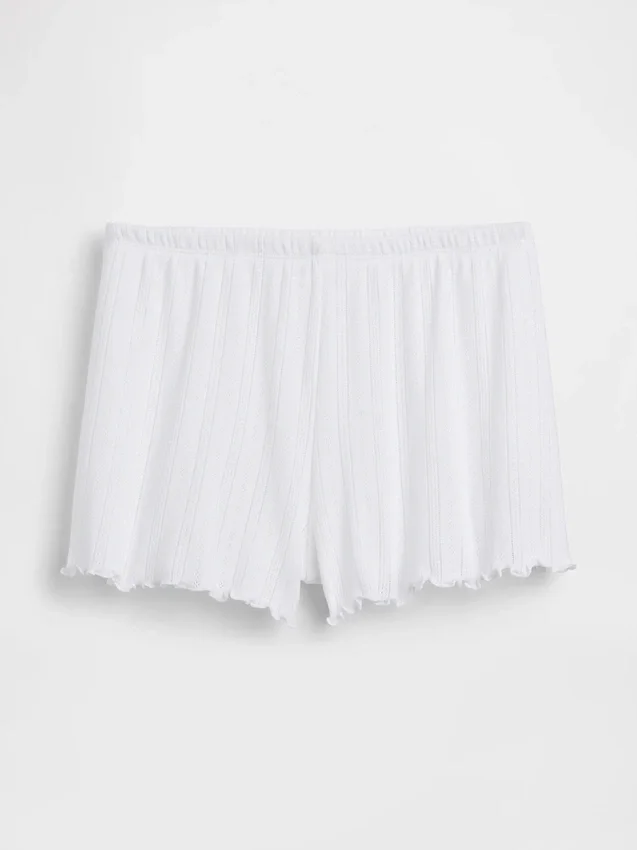 Pointelle Marul Kenarlı Pijama Şortları
