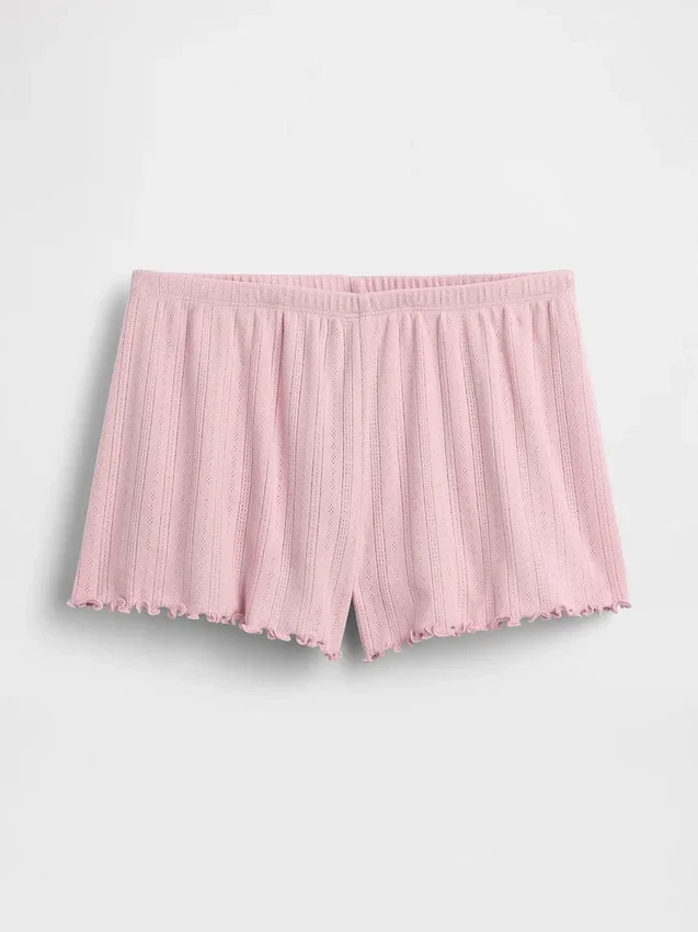 Pointelle Marul Kenarlı Pijama Şortları