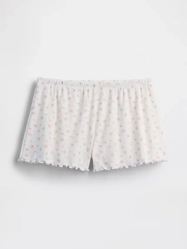 Pointelle Marul Kenarlı Pijama Şortları