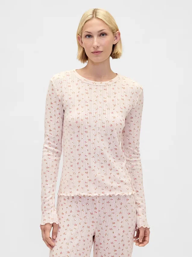 Pointelle Pijama Üst Giyim