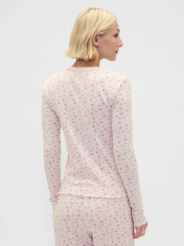 Pointelle Pijama Üst Giyim