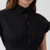 Poplin Belden Sıkı Midi Gömlek Elbise