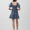 Poplin Dalgalı Kollu Mini Elbise