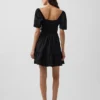 Poplin Dalgalı Kollu Mini Elbise