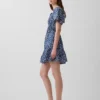 Poplin Dalgalı Kollu Mini Elbise