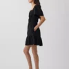 Poplin Dalgalı Kollu Mini Elbise
