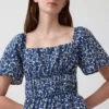 Poplin Dalgalı Kollu Mini Elbise