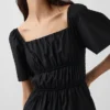 Poplin Dalgalı Kollu Mini Elbise