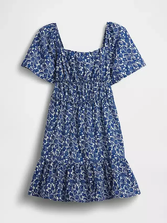 Poplin Dalgalı Kollu Mini Elbise