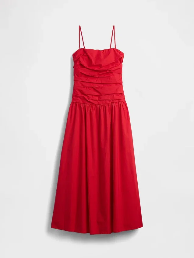 Poplin Düşük Bel Maxi Elbise