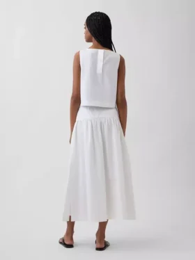 Poplin Düşük Bel Maxi Etek