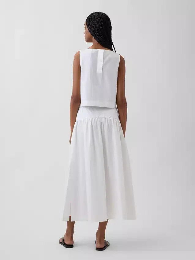 Poplin Düşük Bel Maxi Etek