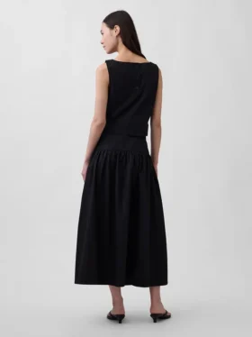 Poplin Düşük Bel Maxi Etek