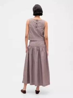 Poplin Düşük Bel Maxi Etek