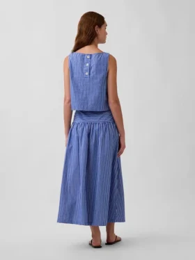 Poplin Düşük Bel Maxi Etek