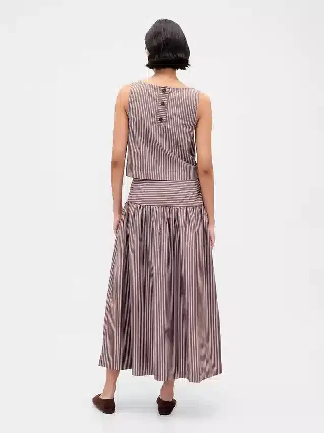 Poplin Düşük Bel Maxi Etek