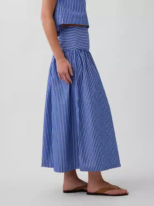 Poplin Düşük Bel Maxi Etek