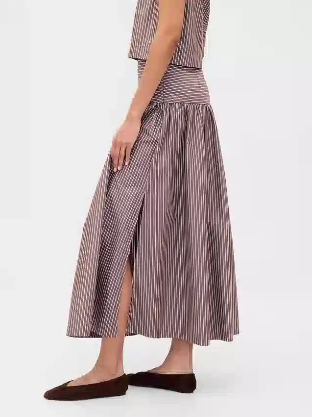 Poplin Düşük Bel Maxi Etek