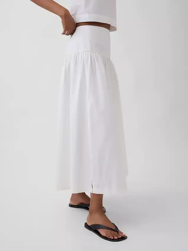 Poplin Düşük Bel Maxi Etek