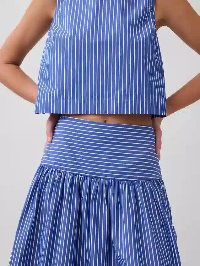 Poplin Düşük Bel Maxi Etek