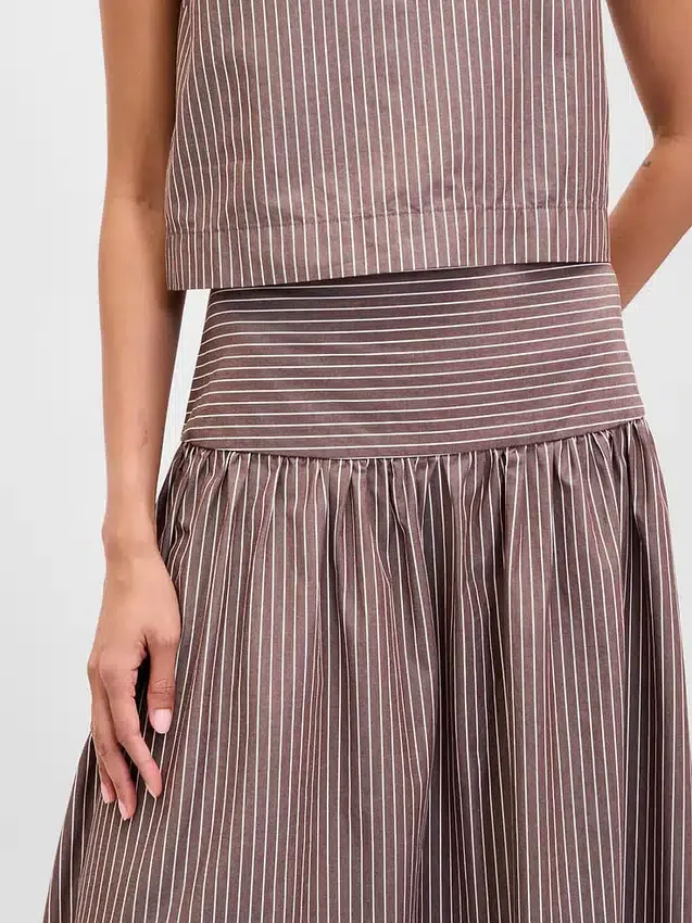 Poplin Düşük Bel Maxi Etek