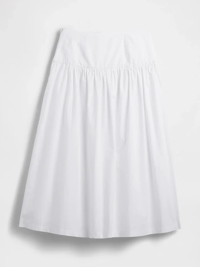 Poplin Düşük Bel Maxi Etek