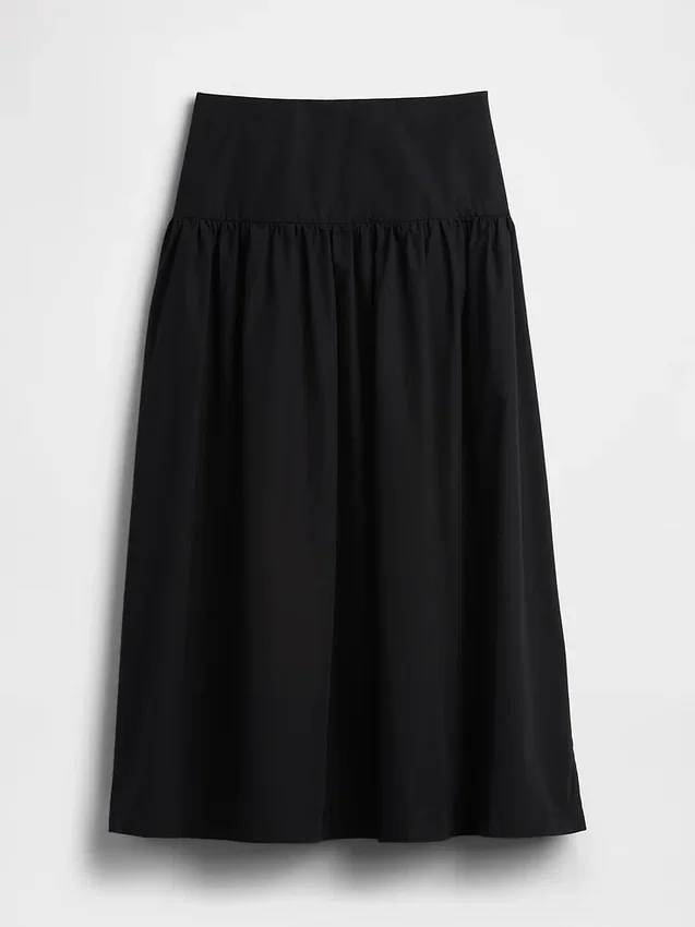 Poplin Düşük Bel Maxi Etek