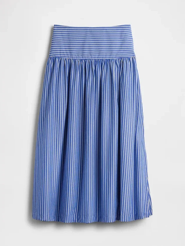 Poplin Düşük Bel Maxi Etek