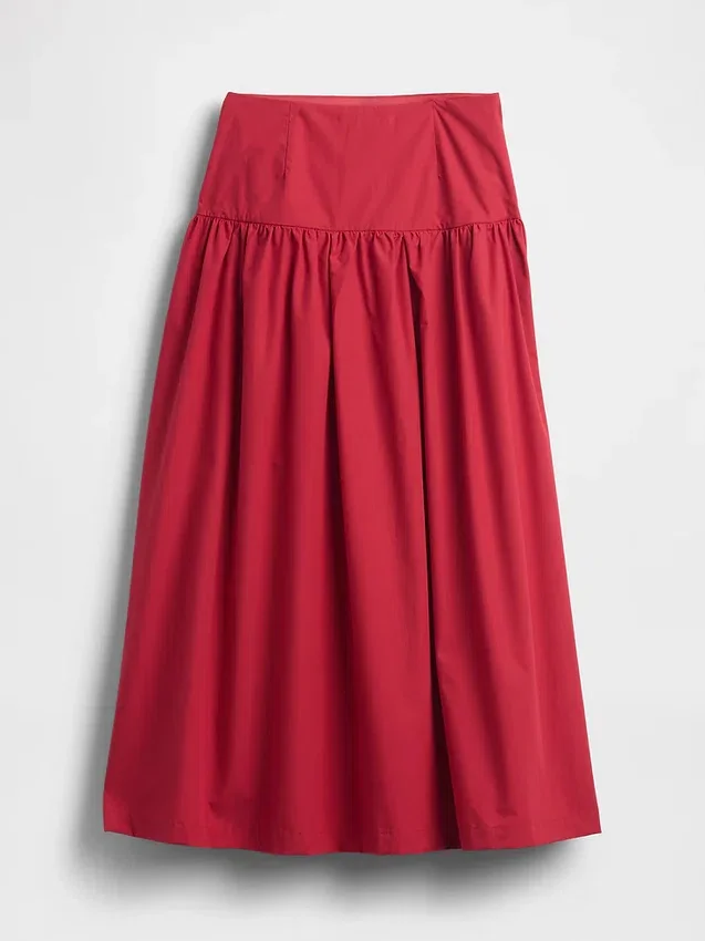 Poplin Düşük Bel Maxi Etek