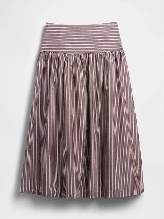 Poplin Düşük Bel Maxi Etek