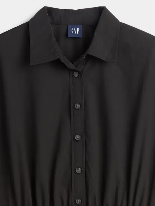 Poplin Düşük Bel Maxi Gömlek Elbise