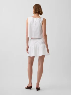 Poplin Düşük Bel Mini Etek-Şort