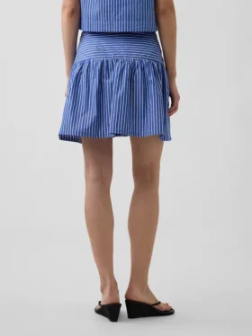 Poplin Düşük Bel Mini Etek-Şort
