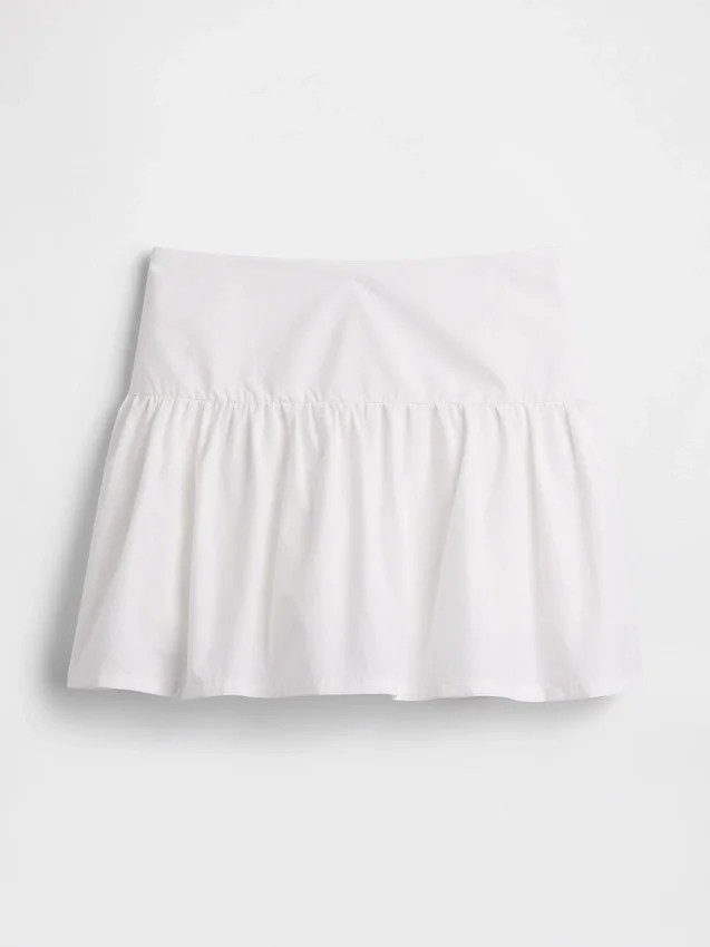 Poplin Düşük Bel Mini Etek-Şort