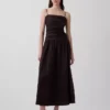 Poplin Düşük Belli Maxi Elbise