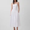 Poplin Düşük Belli Maxi Elbise