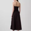 Poplin Düşük Belli Maxi Elbise