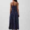 Poplin Düşük Belli Maxi Elbise