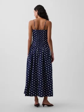Poplin Düşük Belli Maxi Elbise