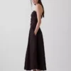 Poplin Düşük Belli Maxi Elbise