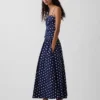 Poplin Düşük Belli Maxi Elbise