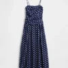 Poplin Düşük Belli Maxi Elbise